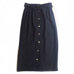 ANN KLEIN Navy Button Down Midi Skirt Size 4